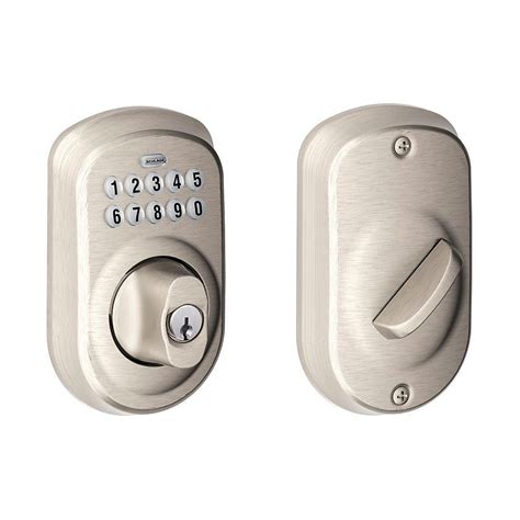 Schlage Plymouth Satin Nickel Keyless Entry Electronic Deadbolt | The Home Depot Canada