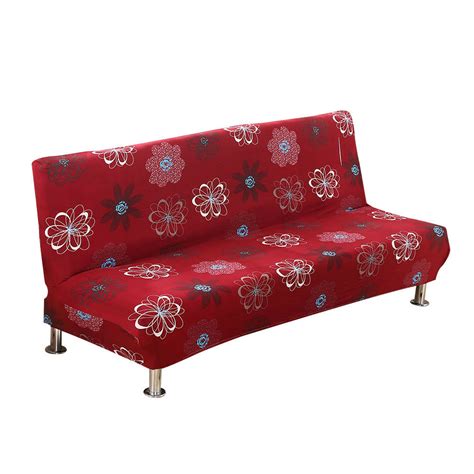 Printed Stretch Armless Sofa Cover Futon Slipcover Folding Removable ...