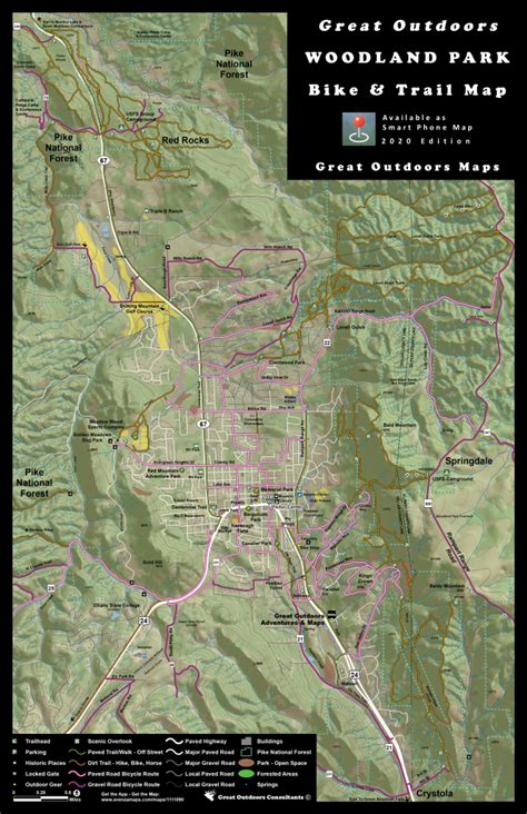 Woodland Park Hike & Bike Folded Map - Great Outdoors Adventures | On & Off Road Tours and ...