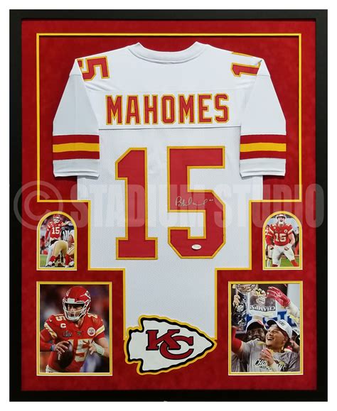 Patrick Mahomes Autographed Framed Chiefs White Jersey - The Stadium Studio