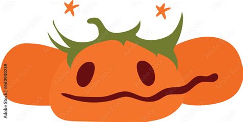 Vector pumpkin with sad face in cute cartoon style Stock Vector | Adobe Stock