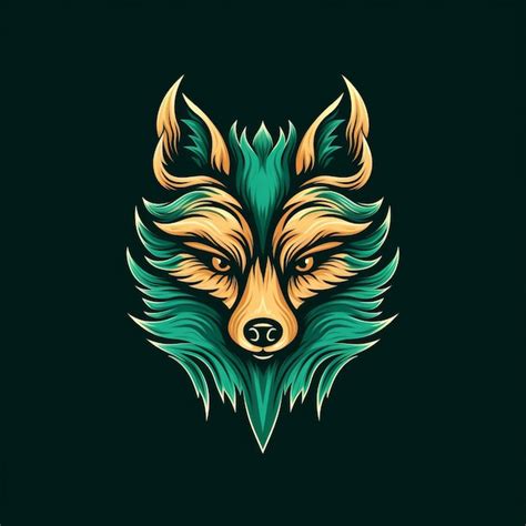 Premium Photo | Green Wolf Head Logo With Tropical Symbolism And Distinctive Character Design