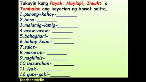 Mga Kayarian Ng Salita