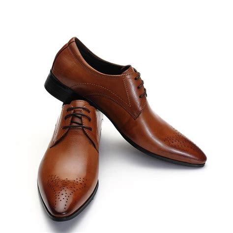 Zapprix Mens Oxford Tan Brown Leather Shoes #2269094 - Weddbook