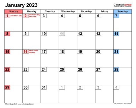 January Editable Calendar 2023 - Printable Template Calendar