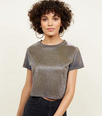 Purple Glitter Crop Top | New Look