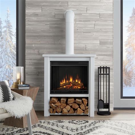 Real Flame Hollis 32 in. Freestanding Electric Fireplace in White 5005E-W - The Home Depot ...