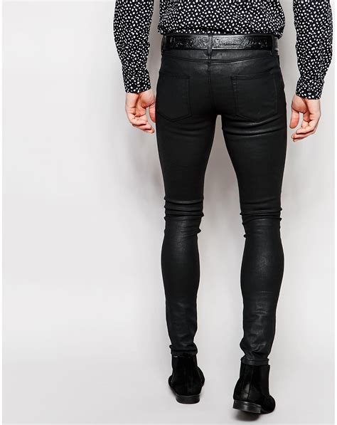 Lyst - ASOS Extreme Super Skinny Jeans In Heavy Coated Black in Black for Men