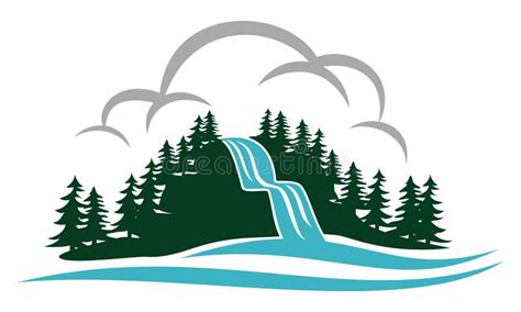 Cascade Logo Design Template De Montagne Illustration de Vecteur - Illustration du écologie ...