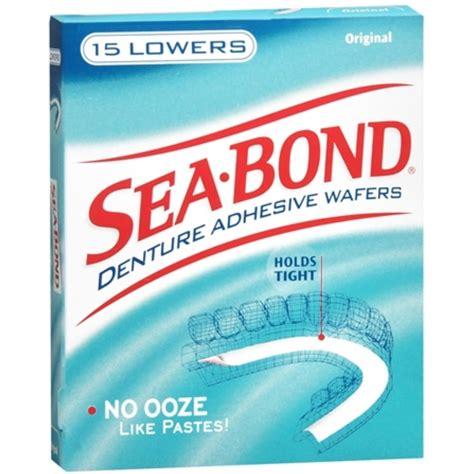 SEA-BOND Denture Adhesive Wafers Lowers Original 15 Each (Pack of 4 ...