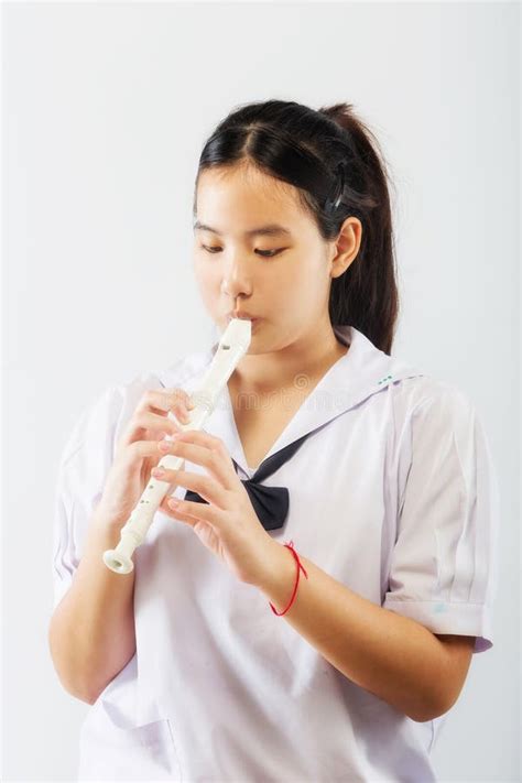 Child playing a recorder stock image. Image of girl, musical - 1253665