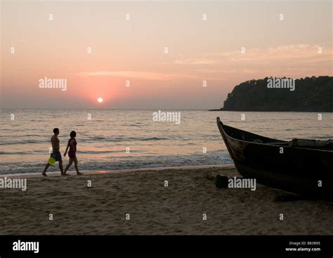 Agonda beach in Goa India at sunset Stock Photo - Alamy