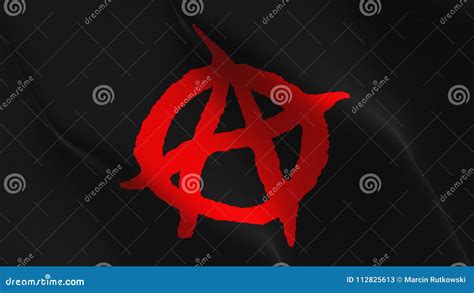 Anarchy Symbol Red Black Flag Waving on Wind. Stock Illustration - Illustration of world, render ...