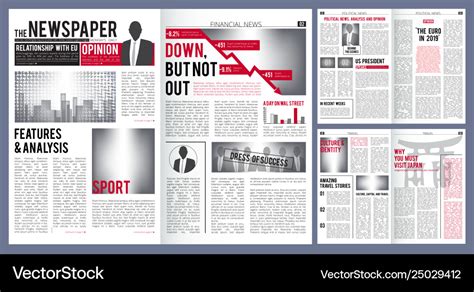 Newspaper template print design layout Royalty Free Vector