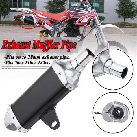 28mm Universal Motorcycle Pit Dirt Bike Exhaust Muffler Pipe 50cc 110cc 125cc New For Honda For ...