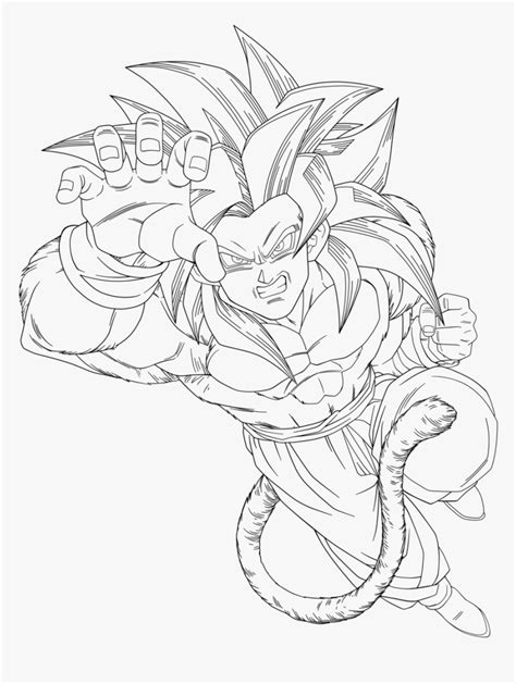 How To Draw Dbz Goku Ssj4 Sketch Coloring Page - Goku Ssj4 Coloring Pages, HD Png Download - kindpng