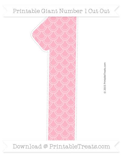 Pastel Light Pink Fish Scale Pattern Giant Number 1 Cut Out — Printable ...