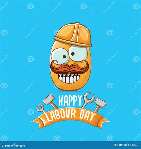 International Workers Day or Labour Day Greeting Card . Vector Funny ...