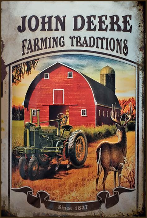 Vintage Style John Deere Farming Traditions Metal Sign With Barn ...