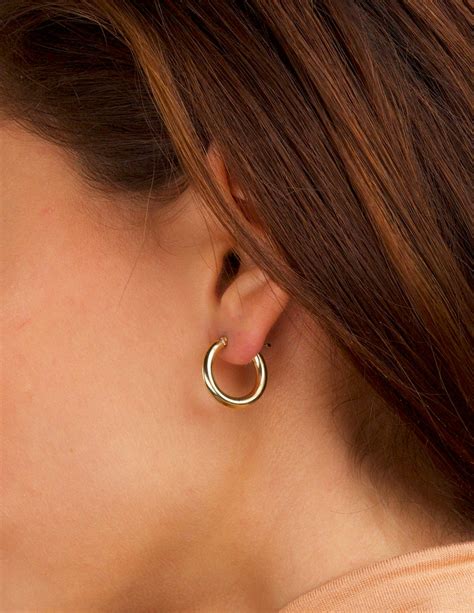 Medium Thick Gold Hoop Earrings Little Gold Hoops Gold Hoop - Etsy