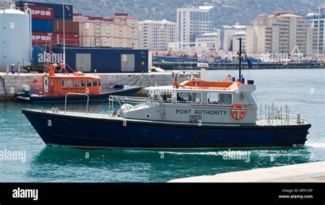 Gibraltar port authority boat and pilot launch at the docks Stock Photo ...