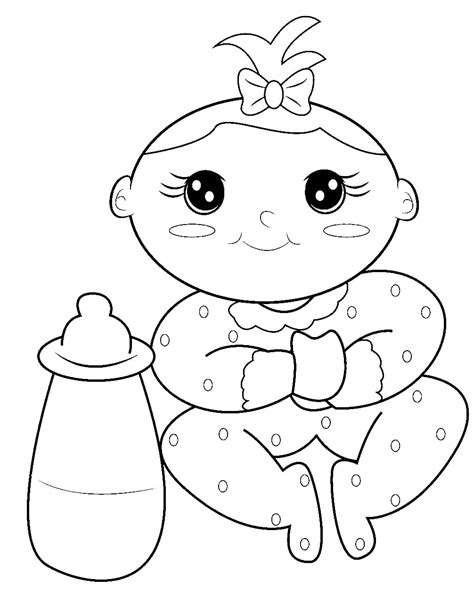 Baby Girl Smiles Coloring Page - Free Printable Coloring Pages for Kids