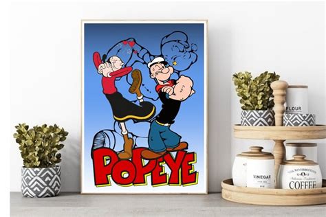 Popeye Print Popeye Poster Classic Cartoon Character Wall - Etsy