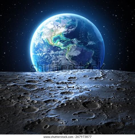 Blue Earth View Moon Surface Usa 库存插图 267973877