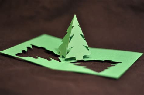 Simple Pyramid Christmas Tree Pop Up Card Template - Creative Pop Up Cards