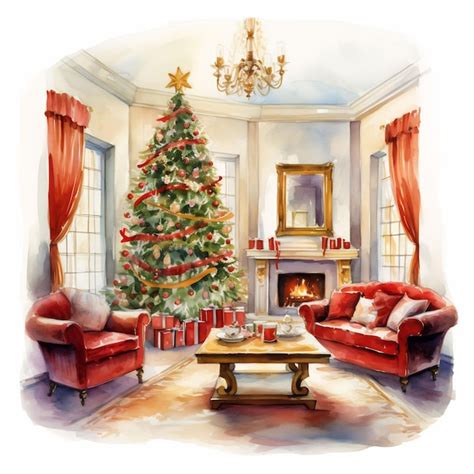 Premium AI Image | a drawing of a living room with a fireplace and ...