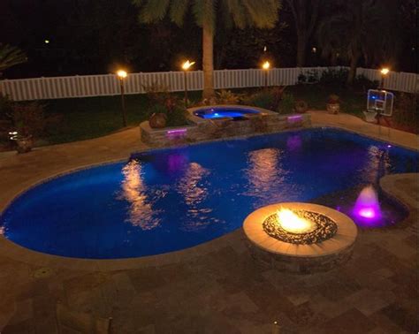 swimming pool with fire pit ideas - Google Search | Custom pools, Pool, Pool heater