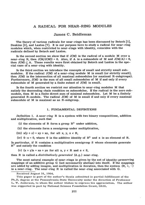 (PDF) A radical for near-ring modules.