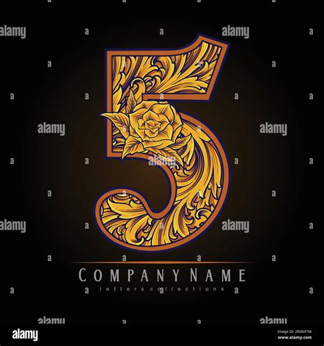 Timeless elegance luxurious number 5 monogram logo vector illustrations for your work logo ...