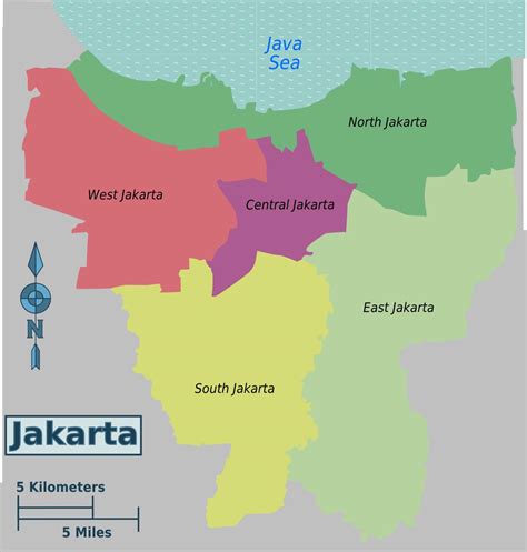 Jakarta districts map - Map of Jakarta districts (Java - Indonesia)