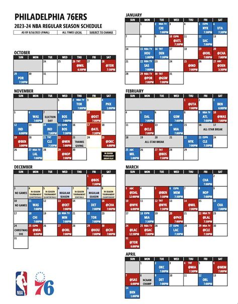 Philadelphia 76ers Schedule 2024 2024 - Rorie Claresta