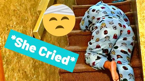 FALLING DOWN STAIRS PRANK ON FIANCÉ *AJ GOT HURT* - YouTube