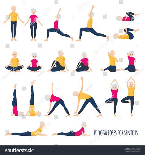 Infografía de yoga. Conjunto de abuela: vector de stock (libre de regalías) 1409586200 ...