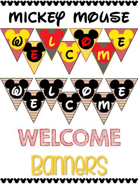 Mickey Mouse Welcome Banners Classroom Decor Chevron | Etsy