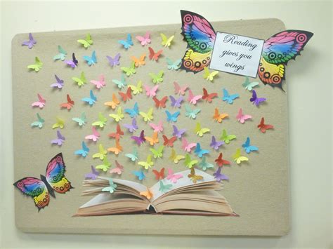 Pin by Jeanette Short on My Library Displays & Media | School crafts, Butterfly bulletin board ...