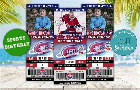 Montreal Canadiens Ticket Birthday Editable Templates Instant Download ...