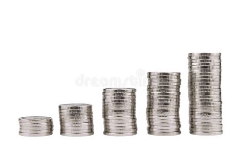 Stack of Silver Coins Isolated on White Background Stock Image - Image of finance, pile: 211354325