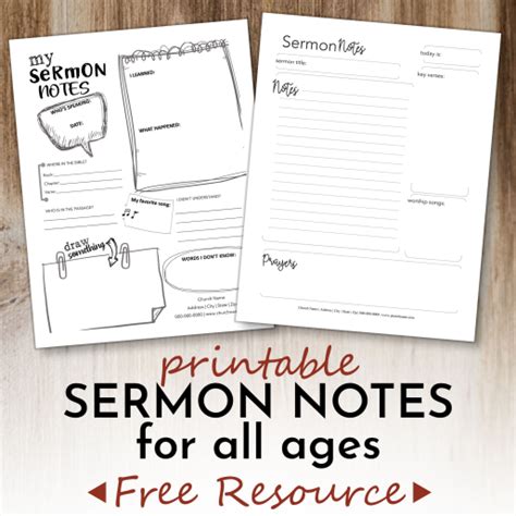 Free Printable Sermon Notes for all ages | ComResources.com