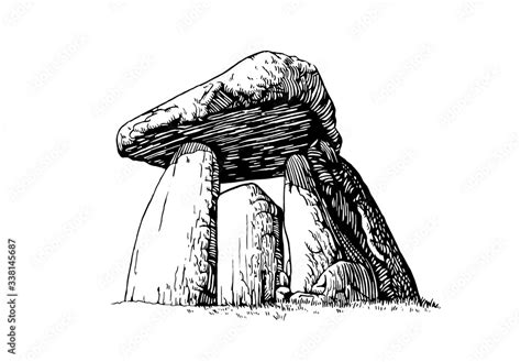 Graphical sketch of dolmen isolated on white background,vector ...