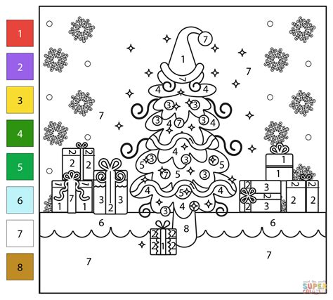 Christmas Tree Color by Number | Free Printable Coloring Pages