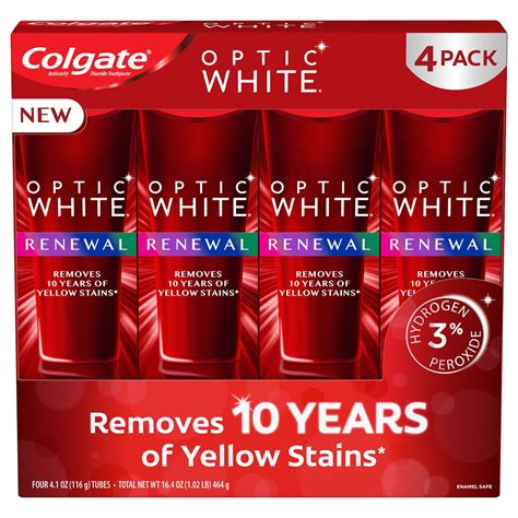 Colgate Optic White Renewal High Impact White Teeth Whitening Toothpaste (4.1 oz., 4 pk ...