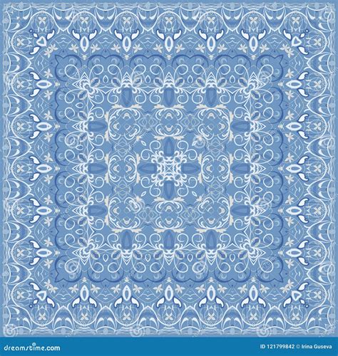 Elegant Square Light Blue Abstract Pattern. Stock Vector - Illustration of handkerchief ...