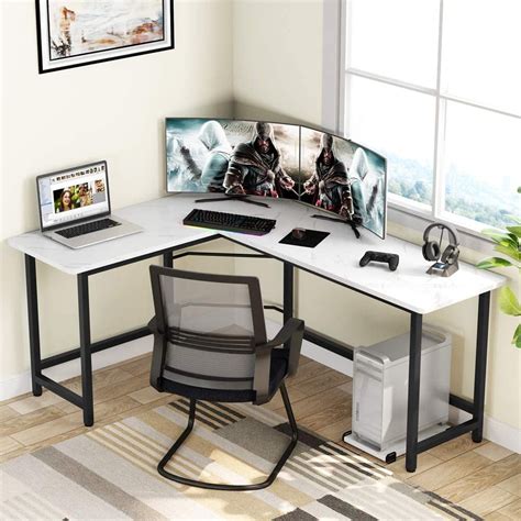 TribeSigns Modern L-Shaped Desk, Corner Computer Desk PC Laptop Gaming Table Workstation for ...