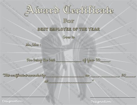 Best Employee of The Year Award Certificate Template