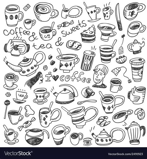 Coffee cups - doodles set Royalty Free Vector Image