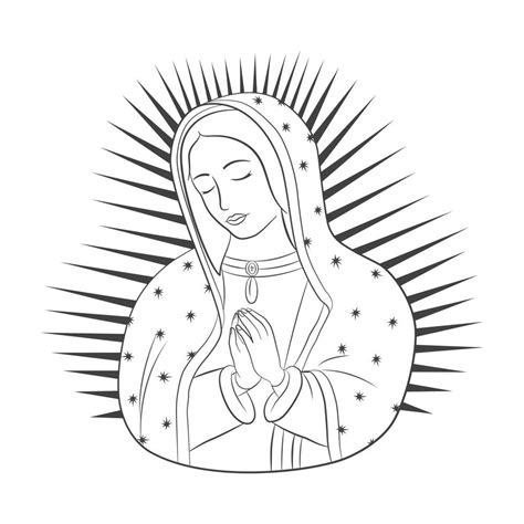 Our Lady of Guadalupe. Virgin of Guadalupe. Virgen de Guadalupe. Outline. Vector design ...